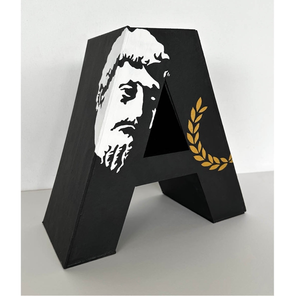 Buchstabe A mit Portrait von Marc Aurel